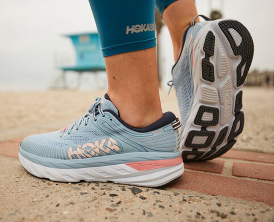 Running Shoes Womens - Hoka One One Bondi 7 - Blue - CQEIBPF-21